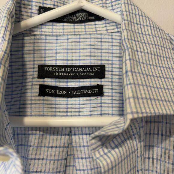 Forsythe of Canada Non Iron Tailored Fit Mens Dress Shirt 15.5  34/35 Blue - Picture 2 of 9
